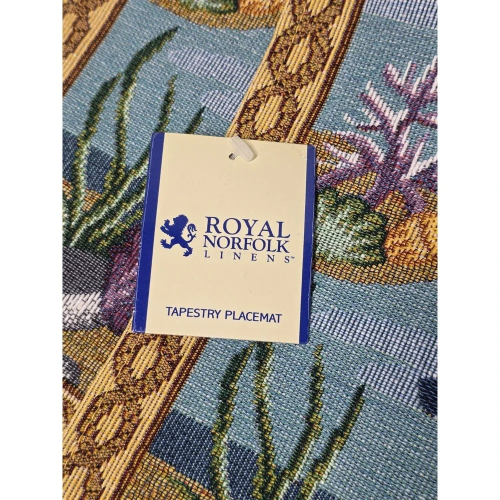 NWT Royal Norfolk Tapestry Placemats Set Of 6 Tropical Beach Fish Coral